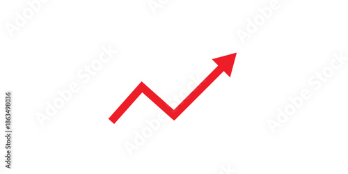 Growing business red arrow on white, Profit red arrow, Vector illustration.Business concept, growing chart. Concept of sales symbol icon with arrow moving up. Economic Arrow With Growing Trend.
