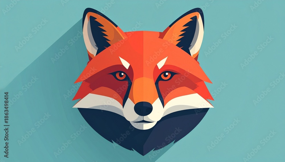 Obraz premium Flat Animal Face Illustration on Solid Background