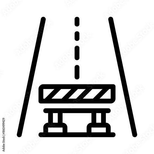 Road closed with a barrier blockage traffic ideal for website banners, social media posts, or articles on construction and safety.
