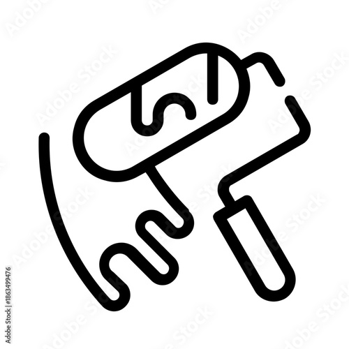 Paint roller covered in paint decoration for DIY, construction, renovation projects, interior painting, home improvement, creative artworks, painting tools concepts.
