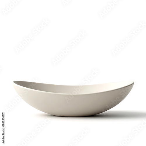 Minimalist 3D Oval Bowl Tray with Smooth Cream Finish for Luxury Product Display and Zen Decor Mockup