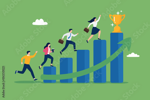 Business People Climbing Steps