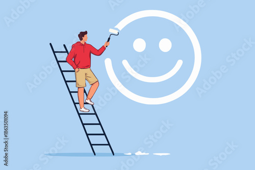 Happy Man Painting Smile