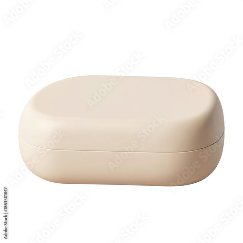 Minimalist 3D Rounded Rectangular Podium with Smooth Cream Finish for Zen Aesthetic and Beauty Product Display Mockup