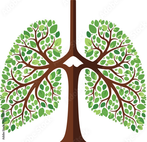 An illustration of a stylized lung with green leaves, symbolizing World Forestry Day and healthy breathing. Perfect for ecology, conservation, and environmental materials.