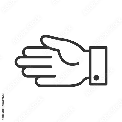 Outline palm shake hand icon isolated flat style design.