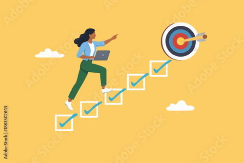 Success Steps With Laptop