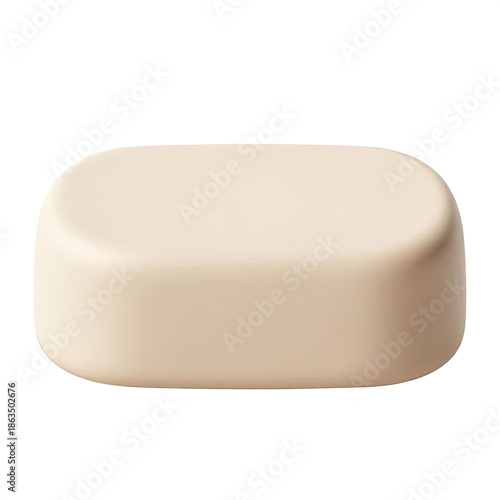 Minimalist 3D Rounded Rectangular Podium with Smooth Cream Finish for Zen Aesthetic and Beauty Product Display Mockup