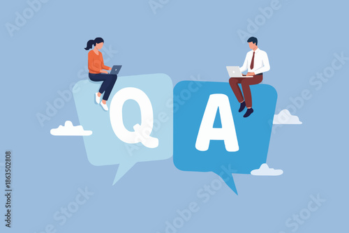 People with Questions and Answers