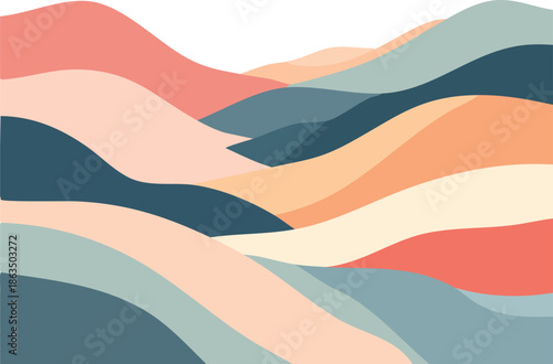 Vector illustration of a woman hand on the beach featuring orange and yellow wavy patterns with light curve lines and nature inspired art for a web banner backdrop design