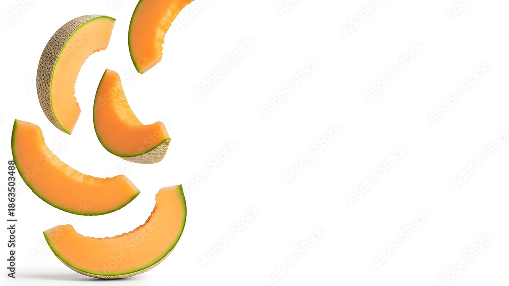 Obraz premium Fresh Cantaloupe Slice Isolated With Copy Space