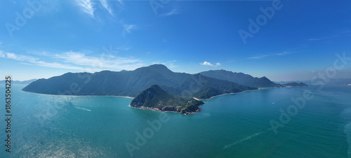 Cuadro en lienzo Aerial shot of Lvzui Mountain Villa in Dapeng New District, Shenzhen
