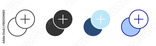 Add Circle Icon Set. Designed In Multi Style