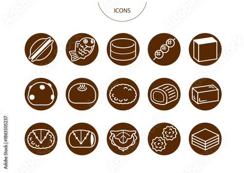 和菓子　アイコン ピクトグラム　ベクター イラスト　セット