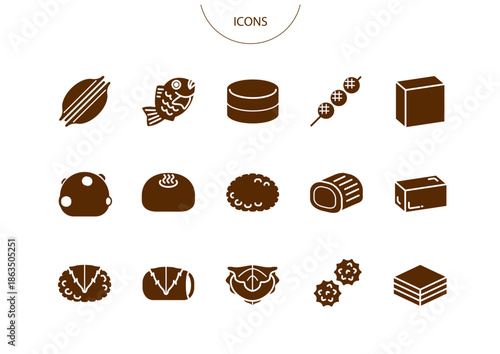 和菓子　アイコン ピクトグラム　ベクター イラスト　セット