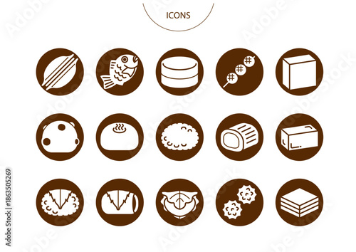 和菓子　アイコン ピクトグラム　ベクター イラスト　セット
