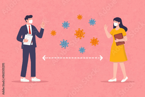 People Keeping Distance