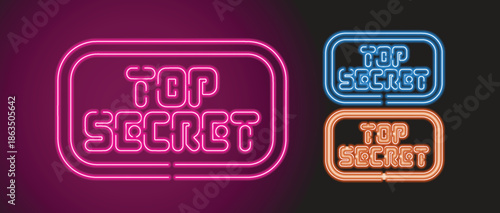 Top Secret Neon Sign Glowing Retro Light Design on Dark Background