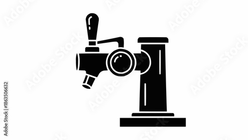 Black silhouette of a beer tap on a white background.