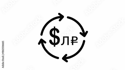 Dollar Ruble Exchange Rate Currency Symbol Icon.