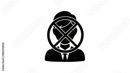 Silhouette of a person with a prohibition sign over their face.