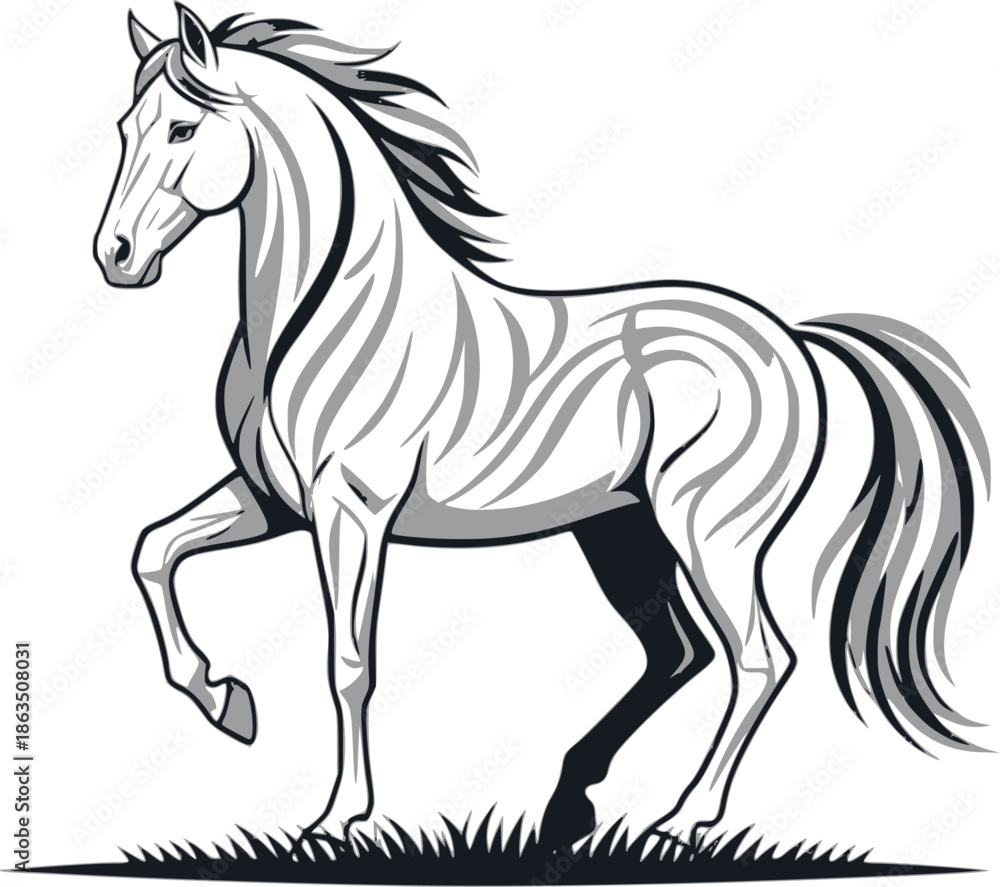 Obraz premium Horse silhouette vector illustration image. Transparent background EPS version.