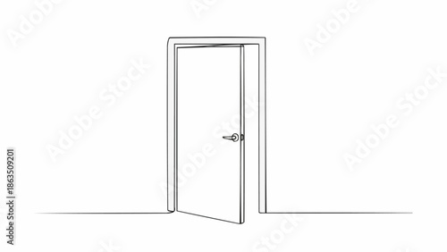 Open Doorway with Simple Line Drawing Style.
