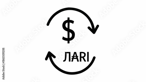 Dollar to Lari Currency Exchange Symbol with Arrows.