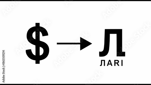 Dollar sign to Georgian Lari currency symbol conversion.