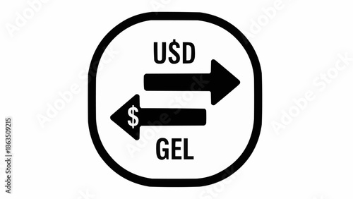 US Dollar to Georgian Lari Currency Exchange Icon.