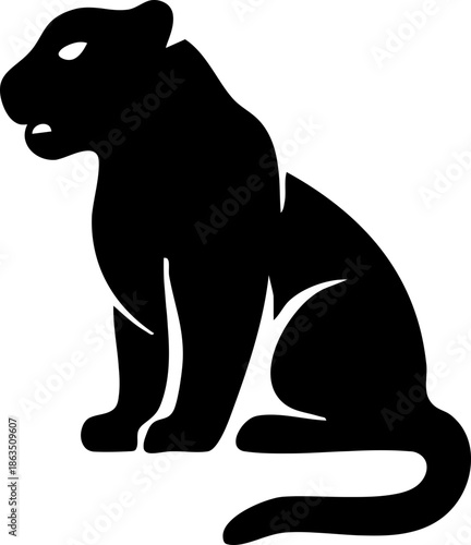 Black Panther Silhouette Sitting Profile.