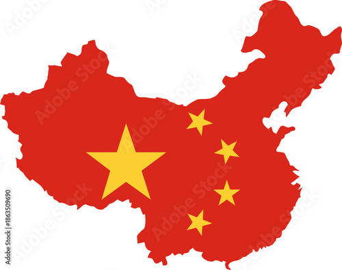 China Map with National Flag Design.