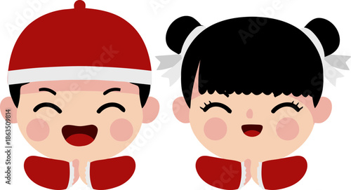 Happy Cartoon Boy and Girl Characters.