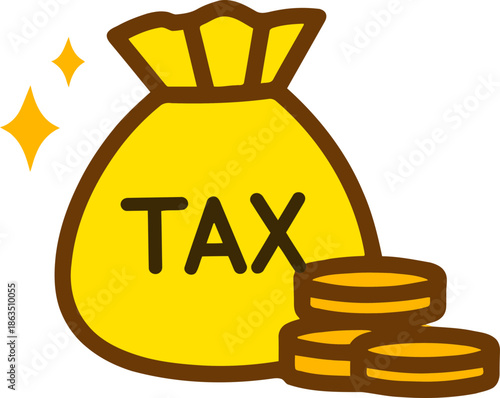 Yellow Money Bag with Coins Tax.