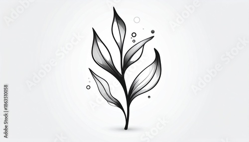 Elegant botanical illustration of a leafy branch with delicate details.