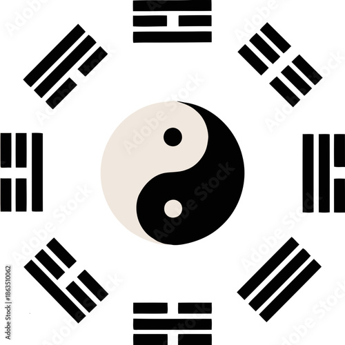 Yin Yang Symbol with Trigrams.