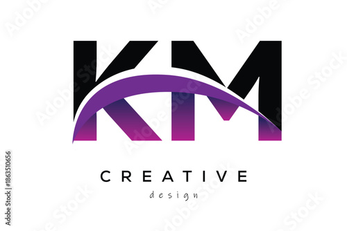 OM Creative And Modern Letter Logo Design with Creative Purple Wave Abstract Latter Logo Concept.