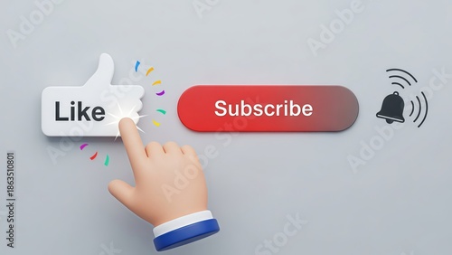 A hand pressing the like button on a social media platform to subscribe