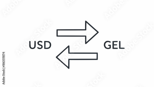 US Dollar to Georgian Lari Currency Exchange Arrows.