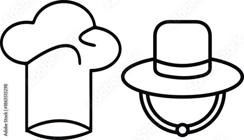 Chef hat and cowboy hat illustration
