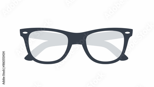 Black frame plastic eyeglasses and fashion sunglasses isolated on white background as an optical eyewear accessory for vision protection and nerd style eyesight