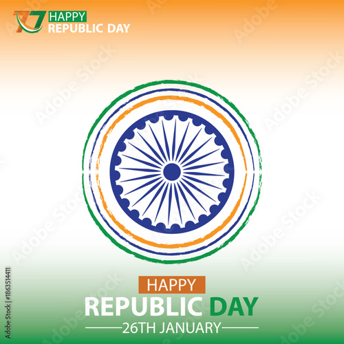 77 Republic Day 26 January Indian Holiday Celebration Vector