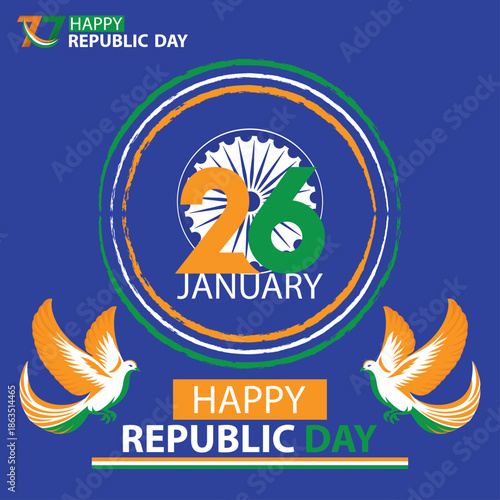 77th Republic Day of India Wishes Background Poster Design Banner Template Vector