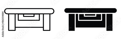 Simple modern coffee table in black and white line art,Simple Black And White Coffee Table Icons Vector Design Illustration,Coffee table icon vector design templates simple and modern