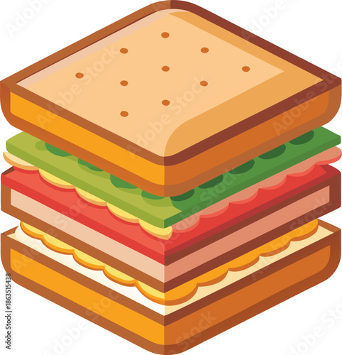 Delicious layered sandwich with fresh ingredients