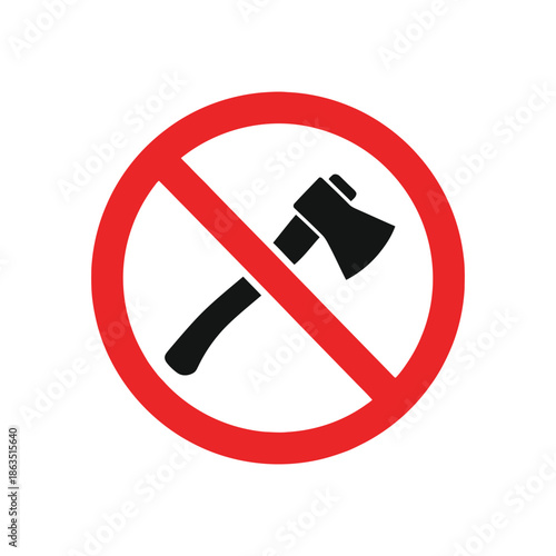 No Axe Allowed Sign – Prohibited Tool Warning Symbol Icon