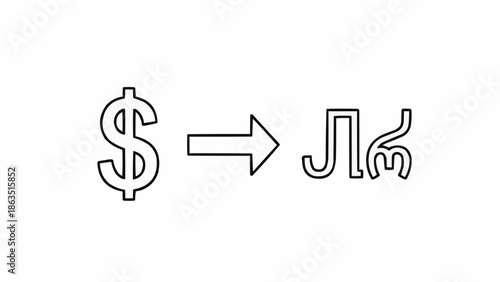 Dollar symbol to Georgian Lari symbol currency exchange.