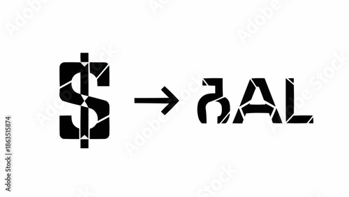 Dollar symbol transforms into the word balance.