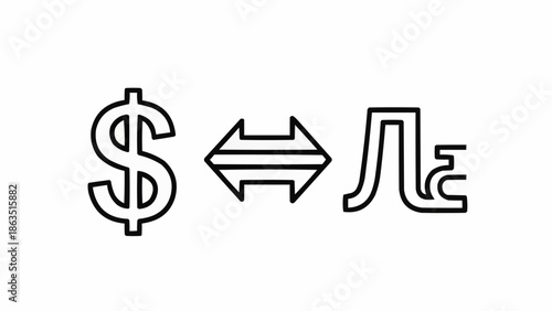Dollar sign and Yuan symbol with exchange arrows.