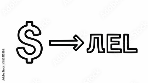 Dollar currency symbol transforming into Bulgarian Lev currency symbol.